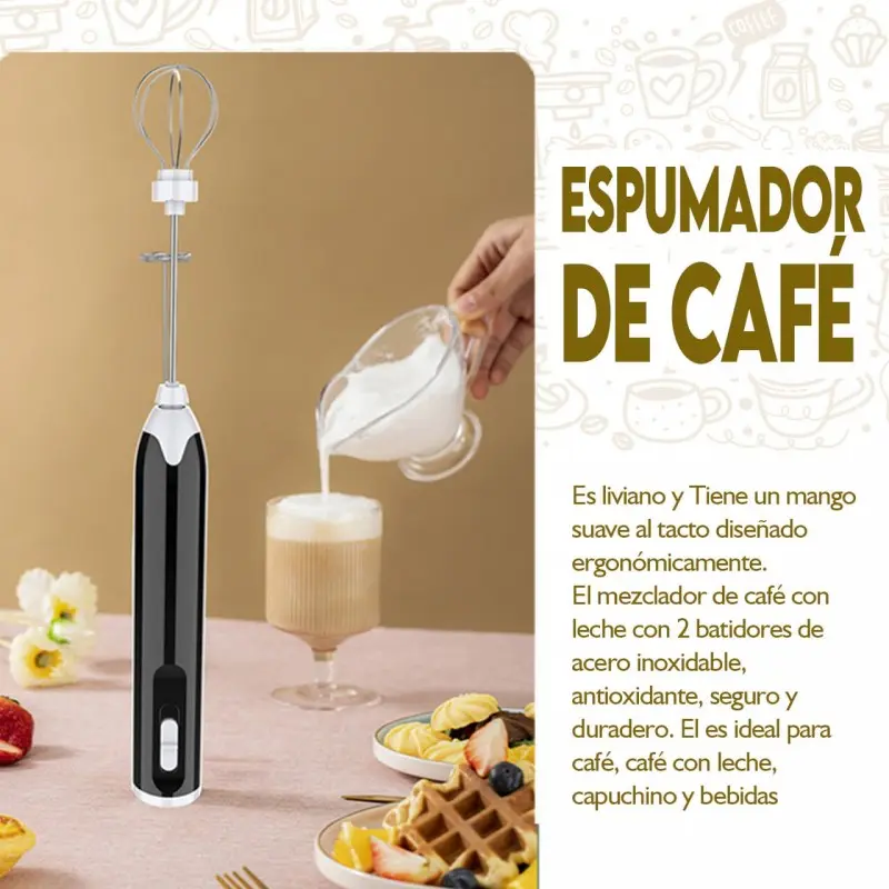  Batidor, Espumador de Leche Semiautomático Prensa Girar Barra  de Agitar Huevo Leche (Tamaño : 30×7cm) : Hogar y Cocina