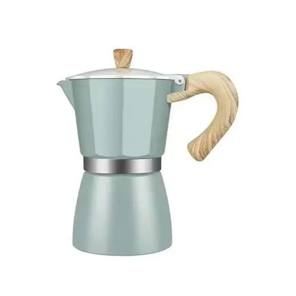 CAFETERA MOKA ESPRESSO VERDE M/ EN MADERA 3 TAZAS 150 ML