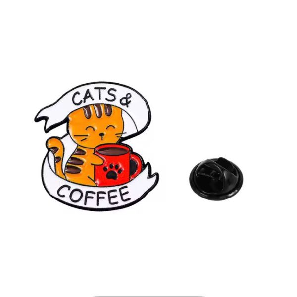 Pin Cats Coffee Taza Roja